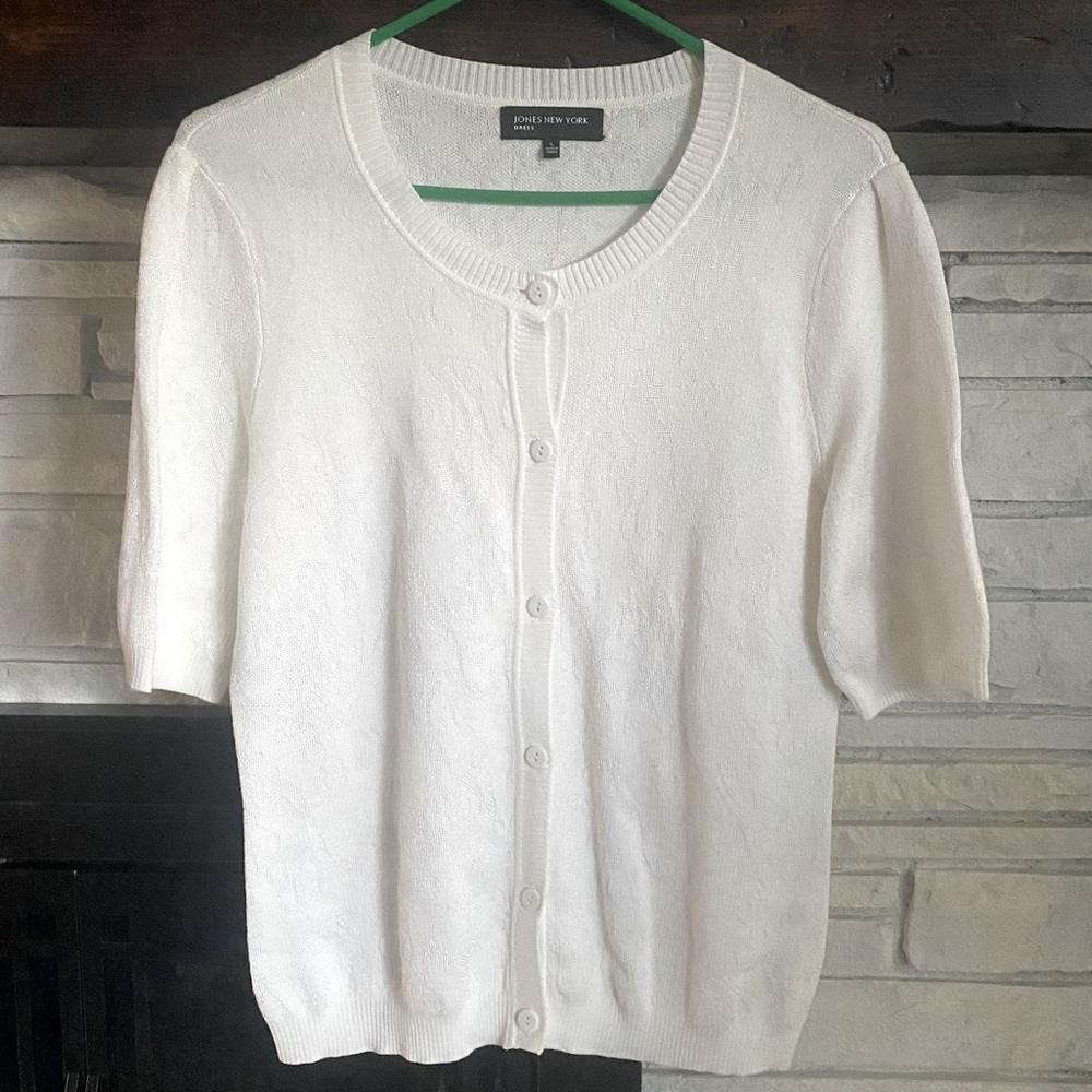 Jones New York Dress Short Sleeved Button-Up Cardigan